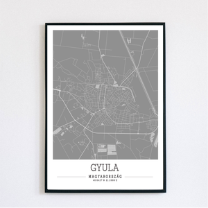 Minimalista GYULA színes dekorációs térkép  - otthon & életmód - dekoráció - kép & falikép - plakát - Meska.hu