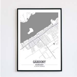 Gárdony város fekete-fehér minimalista dekorációs térkép, Otthon & Lakás, Dekoráció, Kép & Falikép, Poszter, Fotó, grafika, rajz, illusztráció, MESKA