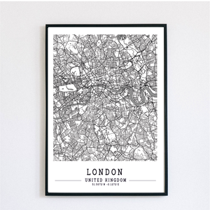 Minimalista LONDON fekete-fehér dekorációs térkép , Otthon & Életmód, Dekoráció, Kép & Falikép, Poszter, Fotó, grafika, rajz, illusztráció, MESKA