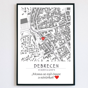 Egyedi Valentin-napi, évfordulós minimalista romantikus térkép - Meska.hu