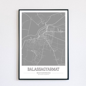 Minimalista Balassagyarmat szürke dekorációs térkép , Otthon & Lakás, Dekoráció, Kép & Falikép, Plakát, Mindenmás, MESKA