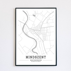 Minimalista Mindszent fekete-fehér dekorációs térkép , Otthon & Életmód, Dekoráció, Kép & Falikép, Plakát, Mindenmás, MESKA