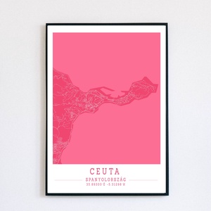 Minimalista Ceuta színes dekorációs térkép , Otthon & Lakás, Dekoráció, Kép & Falikép, Plakát, Mindenmás, MESKA