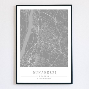 Minimalista Dunakeszi szürke dekorációs térkép , Otthon & Lakás, Dekoráció, Kép & Falikép, Plakát, Mindenmás, MESKA
