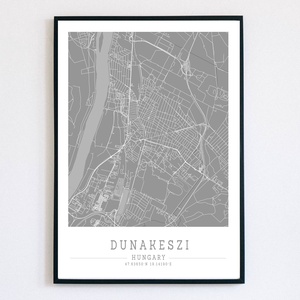 Minimalista Dunakeszi szürke dekorációs térkép , Otthon & Életmód, Dekoráció, Kép & Falikép, Plakát, Mindenmás, MESKA