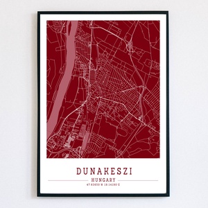 Minimalista Dunakeszi bordó dekorációs térkép , Otthon & Életmód, Dekoráció, Kép & Falikép, Plakát, Mindenmás, MESKA
