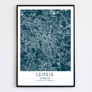 Minimalista Lipcse (Leipzig) színes dekorációs térkép , Otthon & Életmód, Dekoráció, Kép & Falikép, Plakát, Mindenmás, MESKA