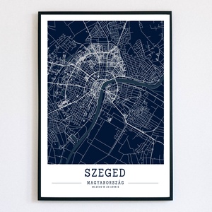 Minimalista SZEGED színes dekorációs térkép  - Meska.hu