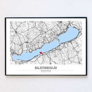 Egyedi minimalista Balaton dekorációs térkép, Otthon & Lakás, Dekoráció, Kép & Falikép, Plakát, Mindenmás, MESKA