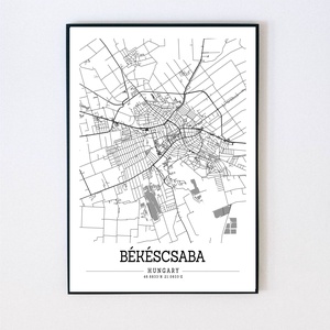 Minimalista Békéscsaba fekete-fehér dekorációs térkép , Otthon & Életmód, Dekoráció, Kép & Falikép, Plakát, Mindenmás, MESKA