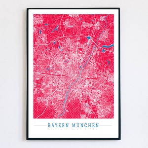 Minimalista Bayern München színes dekorációs térkép , Otthon & Lakás, Dekoráció, Kép & Falikép, Plakát, Mindenmás, MESKA