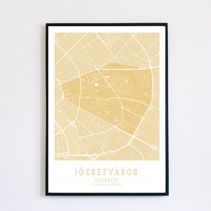 Minimalista Józsefváros (Budapest) arany színű dekorációs térkép , Otthon & Lakás, Dekoráció, Kép & Falikép, Plakát, Mindenmás, MESKA