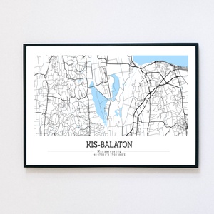 Kis-Balaton fekete-fehér-kék minimalista dekorációs térkép, Otthon & Életmód, Dekoráció, Kép & Falikép, Poszter, Fotó, grafika, rajz, illusztráció, MESKA
