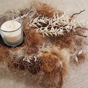 Natúr asztaldísz fehérített ruszkusszal, Otthon & Életmód, Virágdekoráció, Virágdíszek, Asztali virágdísz, Virágkötés, MESKA