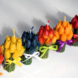 Tulipán csokor méhviaszgyertya  - otthon & életmód - gyertya, illat, aroma - gyertya - Meska.hu