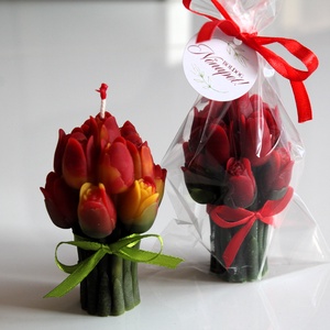 Tulipán örökcsokor méhviaszgyertya  - otthon & életmód - gyertya, illat, aroma - gyertya - Meska.hu