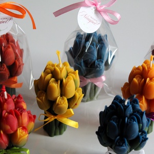 Öröktulipán csokor méhviaszgyertya  - otthon & életmód - gyertya, illat, aroma - gyertya - Meska.hu