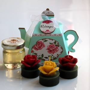 Nőnapi vintaige mézes teáskanna ajándék díszdoboz, Otthon & Életmód, Gyertya, illat, aroma, Gyertya, Gyertya-, mécseskészítés, Élelmiszer előállítás, MESKA