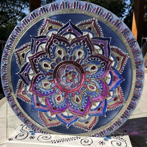 Üveg festmény mandala - művészet - festmény - üvegfestmény - Meska.hu