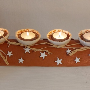 Adventi koszorú, Adventi asztali mécsestartó, Karácsony, Adventi díszek, Adventi koszorú, Agyagozás, Kerámia, MESKA