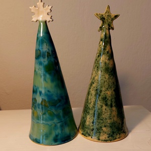  Adventi asztali dísz, kerámia fenyőfák, Karácsony, Adventi díszek, Adventi koszorú, Agyagozás, Kerámia, MESKA