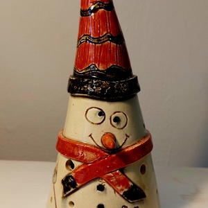 Kerámia hóember, mécsestartó - otthon & életmód - dekoráció - spiritualitás - füstölő és füstölőtartó - Meska.hu