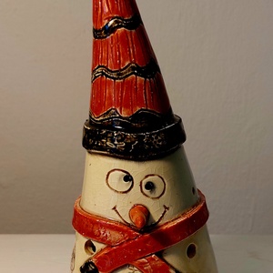 Kerámia hóember, mécsestartó - Meska.hu