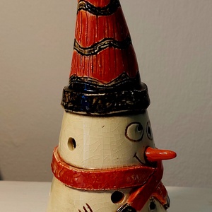 Kerámia hóember, mécsestartó - otthon & életmód - dekoráció - spiritualitás - füstölő és füstölőtartó - Meska.hu