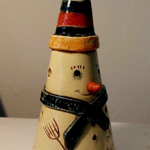 Kerámia hóember, mécsestartó - otthon & életmód - dekoráció - spiritualitás - füstölő és füstölőtartó - Meska.hu