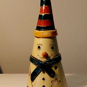 Kerámia hóember, mécsestartó - otthon & életmód - dekoráció - spiritualitás - füstölő és füstölőtartó - Meska.hu