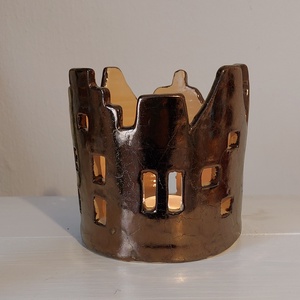 Bronz mázas mécsestartó - otthon & életmód - konyhafelszerelés, tálalás - tálalás - tányér & étkészlet - Meska.hu