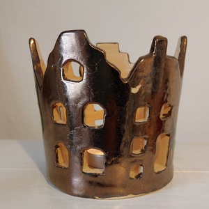 Bronz mázas mécsestartó - otthon & életmód - konyhafelszerelés, tálalás - tálalás - tányér & étkészlet - Meska.hu