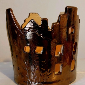 Bronz mázas mécsestartó - otthon & életmód - konyhafelszerelés, tálalás - tálalás - tányér & étkészlet - Meska.hu