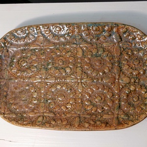 Kerámia ovális kínáló tál - otthon & életmód - konyhafelszerelés, tálalás - tálalás - tányér & étkészlet - Meska.hu