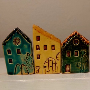 Kerámia házikók - karácsony - adventi díszek - adventi koszorú - Meska.hu