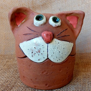 Cica alakú cukorkatartó, Otthon & Életmód, Konyhafelszerelés, tálalás, Tálalás, Tányér & Étkészlet, Agyagozás, Kerámia, MESKA