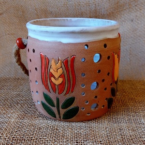 Kerámia mécsestartó vagy kaspó - otthon & életmód - virágdekoráció - virágtartó - kaspó - Meska.hu