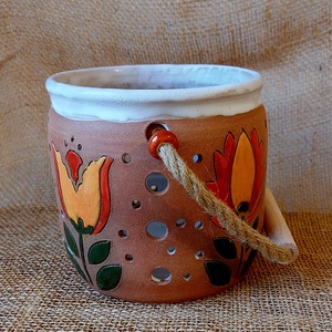 Kerámia mécsestartó vagy kaspó - otthon & életmód - virágdekoráció - virágtartó - kaspó - Meska.hu