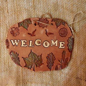 Kerámia Welcome ajtódísz - Meska.hu