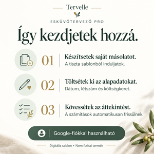 Tervelle Esküvőtervező PRO � automatizált Google Sheets esküvőtervező, költségvetés, vendéglista és feladatkezelő - esküvő - esküvői szett - Meska.hu