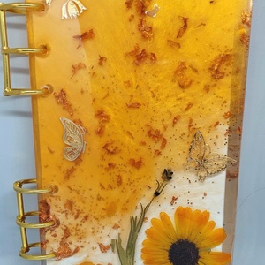 Nyárfény Notesz  Valódi virágokkal és aranyfóliával, Otthon & Életmód, Papír, írószer, Jegyzetfüzet & Napló, , MESKA