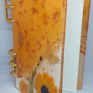 Nyárfény Notesz  Valódi virágokkal és aranyfóliával - otthon & életmód - papír, írószer - jegyzetfüzet & napló - Meska.hu