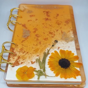 Nyárfény Notesz  Valódi virágokkal és aranyfóliával - otthon & életmód - papír, írószer - jegyzetfüzet & napló - Meska.hu