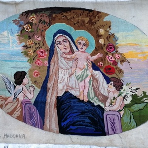 Virágos Madonna, Művészet, Textilkép, Gobelin, Hímzés, Meska
