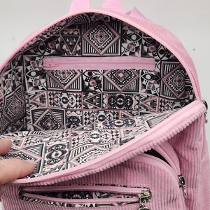 Rózsaszín kordbársony hátizsák - táska & tok - kézitáska & válltáska - belső rendező - Meska.hu