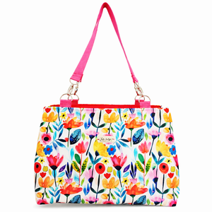 Virágos táska vízlepergető gyöngyvászonból, Táska & Tok, Kézitáska & válltáska, Tarisznya, Varrás, MESKA