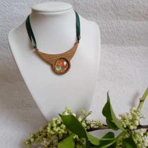Matyó ékszer faalapban, folklór textil ékszer, magyaros ékszer, Hungarian jewellery, magyar motívum, magyar népviselet - ékszer - ékszerszett - Meska.hu