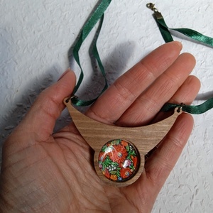 Matyó ékszer faalapban, folklór textil ékszer, magyaros ékszer, Hungarian jewellery, magyar motívum, magyar népviselet - ékszer - ékszerszett - Meska.hu