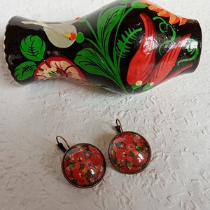 Matyó ékszer, folklór ékszer, magyaros ékszer, Hungarian jewellery, magyar motívum, magyar népviselet - ékszer - fülbevaló - fülékszer - Meska.hu
