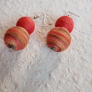 Parázs textilbogyó fülbevaló, fonalékszer, textil fülbevaló, textilékszer - ékszer - fülbevaló - fülékszer - Meska.hu